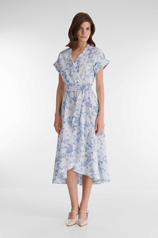 Платье на запах с комбинированным принтом Бренд Caterina Leman