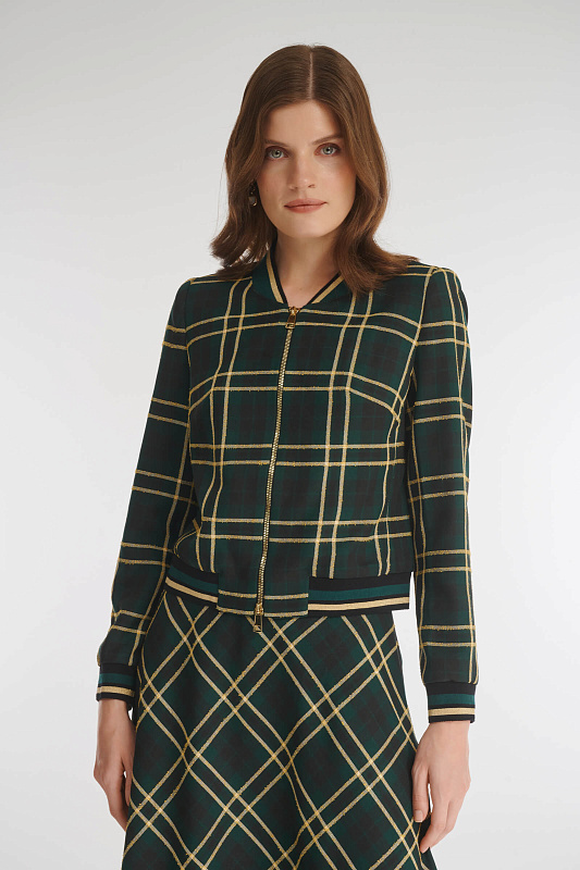 Укороченный бомбер в клетку Бренд Caterina Leman