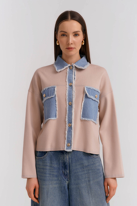 Кардиган из комбинированных материалов Бренд Diana Gallesi