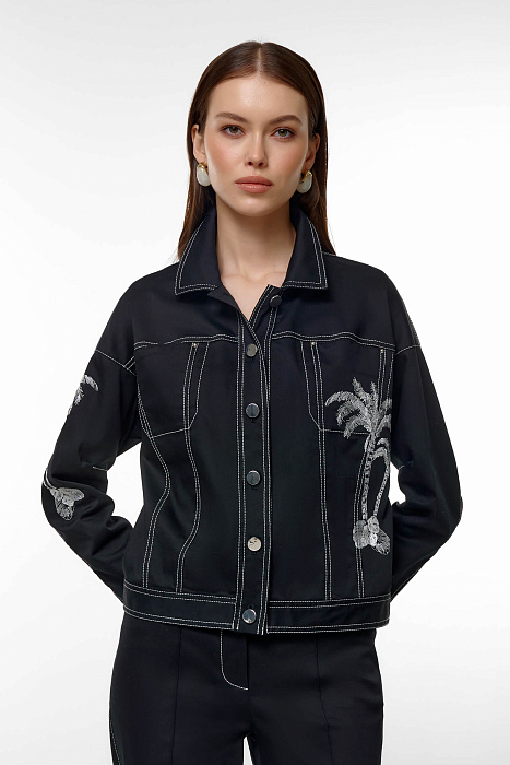 Куртка из денима с контрастной строчкой Бренд Caterina Leman