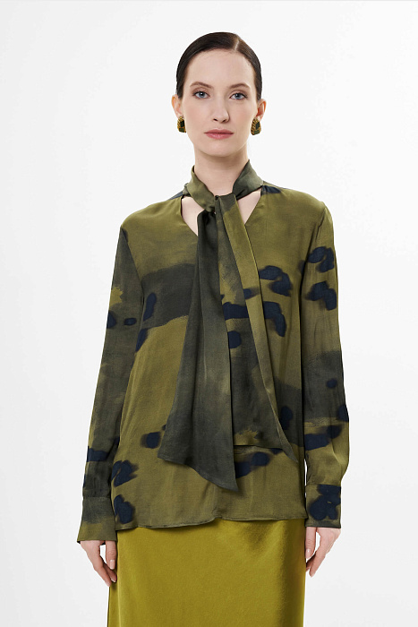 Блузка из вискозы с воротником-аскот Бренд Diana Gallesi