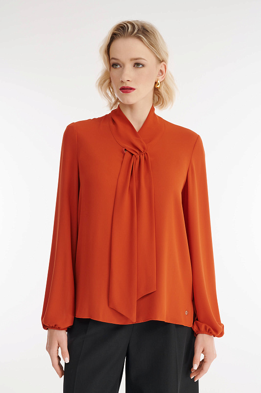 Блузка с воротником-аскот Бренд Diana Gallesi