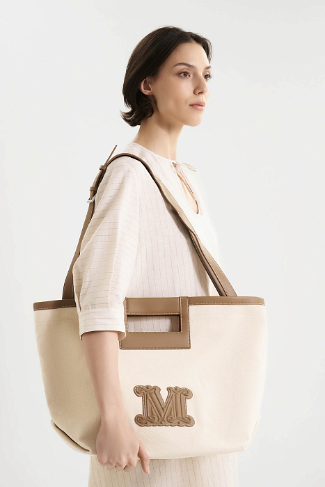 Сумка из хлопковой канвы с кожаной отделкой Бренд Max Mara