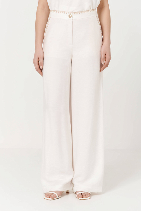 Широкие брюки с отделкой пететельного шва Бренд Caterina Leman