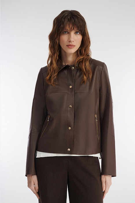 Укороченная куртка из натуральной кожи Бренд Caterina Leman