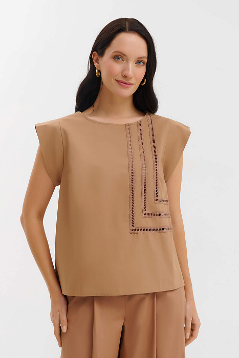 Блузка из хлопка с абстрактным узором Бренд Milva Mi