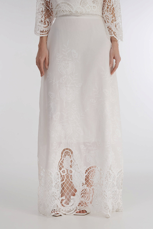 Длинная хлопковая юбка с кружевом Бренд Milva Mi