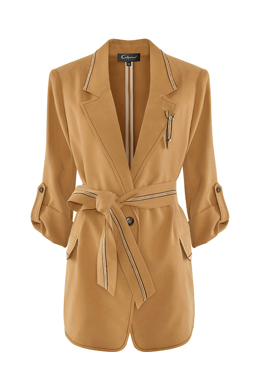 Жакет с поясом и контрастной окантовкой Бренд Caterina Leman