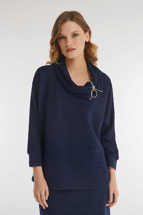 Фактурный свитшот с воротником на молнии Бренд Caterina Leman