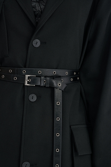 Тонкий кожаный ремень с люверсами Бренд Sarah Pacini