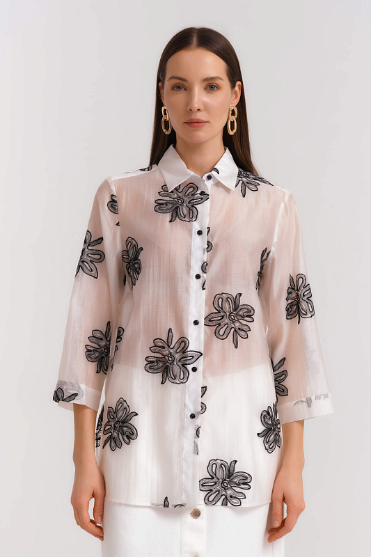 Рубашка с цветочной вышивкой Бренд Diana Gallesi