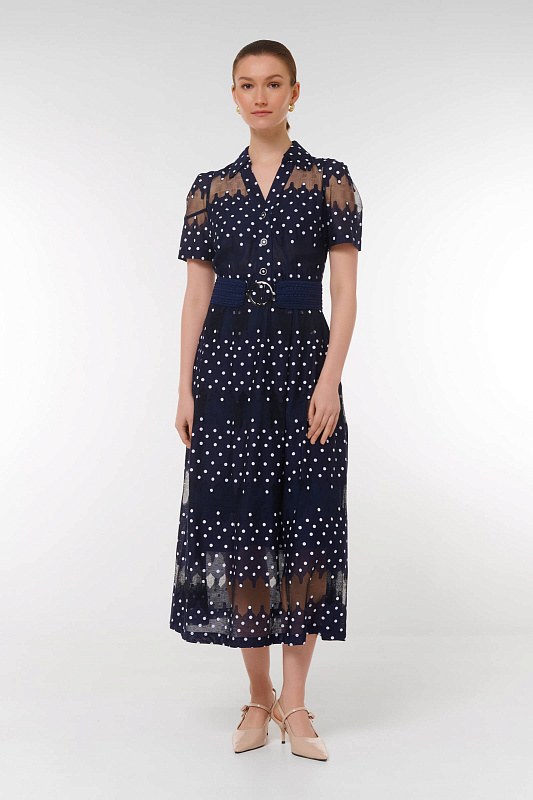 Платье в горох с кружевом Бренд Caterina Leman