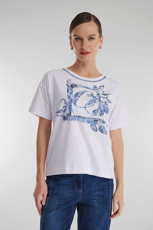 Хлопковая футболка со спущенной линией плеча Бренд Caterina Leman