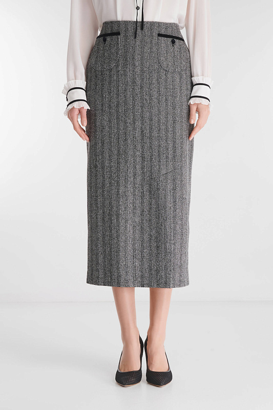 Юбка-карандаш с принтом «елочка» Бренд Caterina Leman