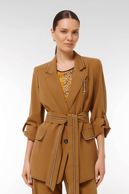 Жакет с поясом и контрастной окантовкой Бренд Caterina Leman