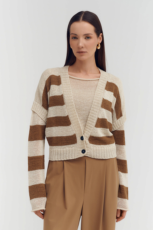 Кардиган с коротким рукавом из льна Бренд Sarah Pacini