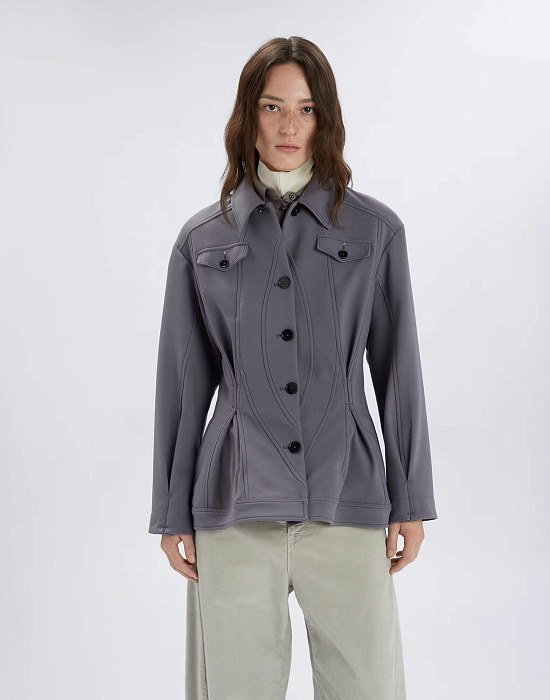 Приталенный жакет из эластичного шерстяного трикотажа Бренд High