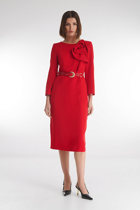 Платье из смесовой вискозы с объемным цветочным декором Бренд Caterina Leman