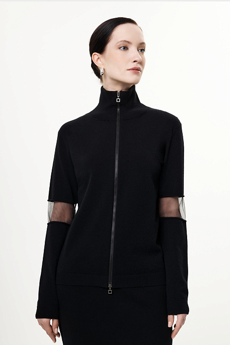 Кардиган на молнии с прозрачными вставками на рукавах Бренд Sarah Pacini