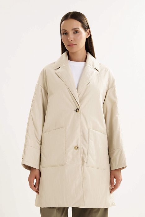 Удлиненная куртка из водонепроницаемого и ветрозащитного материала на пуговицах Бренд MM