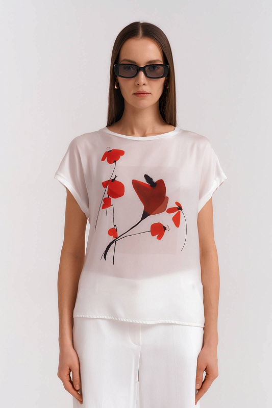 Футболка с цветочным принтом Бренд Diana Gallesi