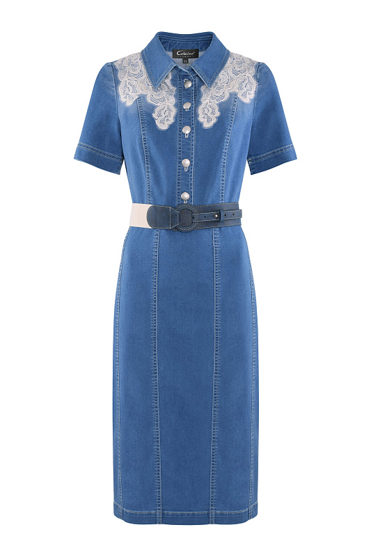 Платье из денима с кружевом Бренд Caterina Leman