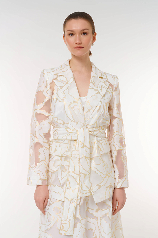 Жакет с поясом и абстрактным принтом Бренд Caterina Leman