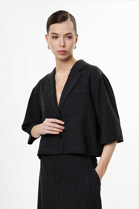 Укороченный жакет в полоску Бренд Sarah Pacini