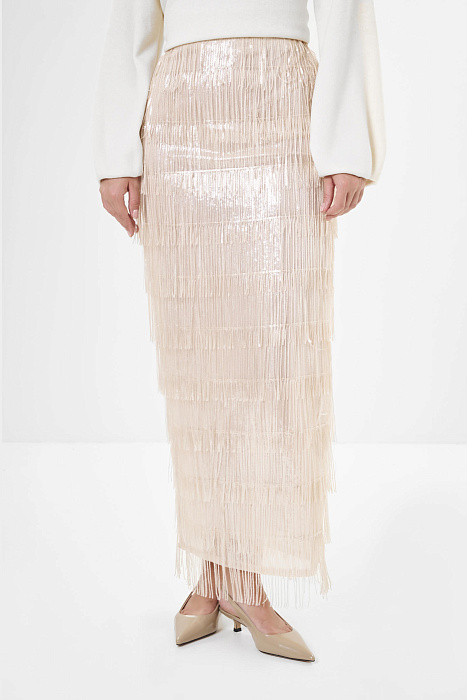 Юбка макси с бахромой из пайеток Бренд Milva Mi