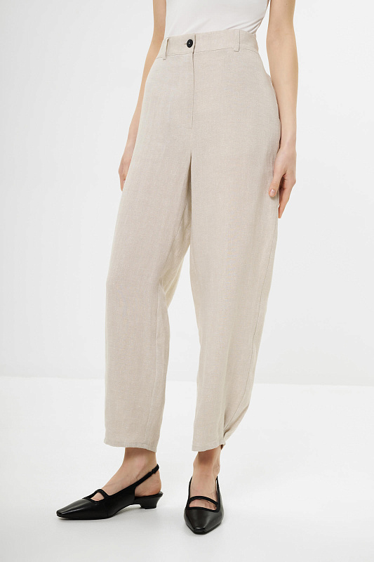 Льняные брюки-бананы Бренд Sarah Pacini