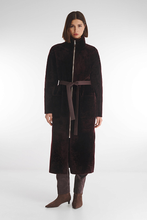 Двусторонняя дубленка с воротником-воронкой Бренд Caterina Leman