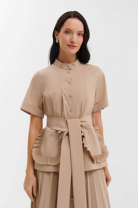 Блузка с поясом и оборками Бренд Milva Mi