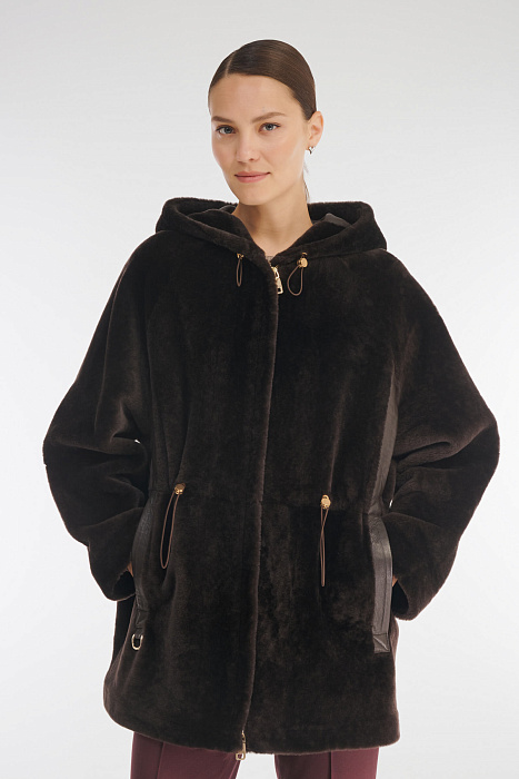 Удлиненная дубленка из натурального меха Бренд Caterina Leman