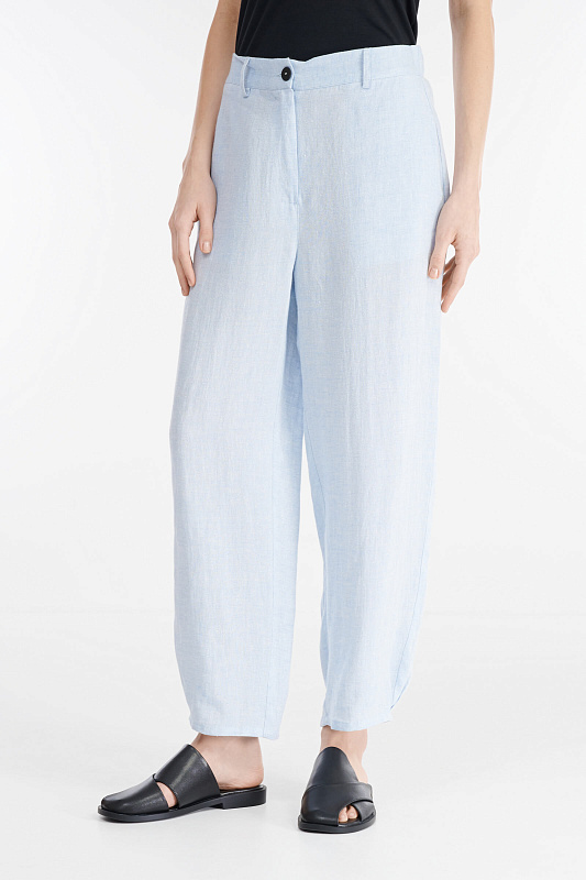 Льняные брюки-бананы Бренд Sarah Pacini