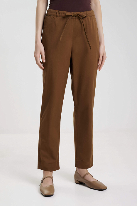 Хлопковые брюки на резинке и завязках Бренд MM