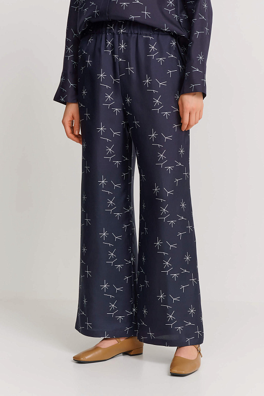 Широкие шелковые брюки на резинке Бренд MM