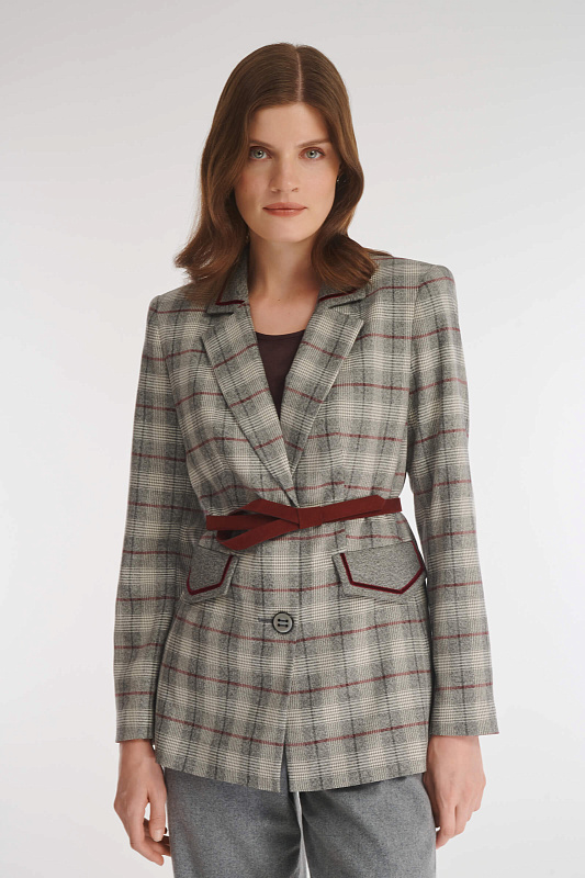 Однобортный пиджак в клетку Бренд Caterina Leman